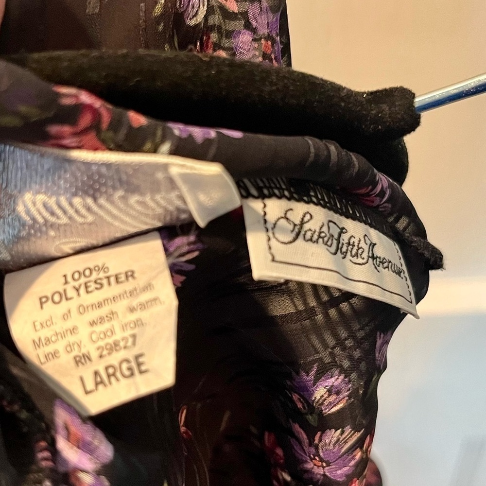 Vintage Saks Fifth Avenue Black Sheer Lingerie Floral Bodysuit Size Large - Picture 6 of 6